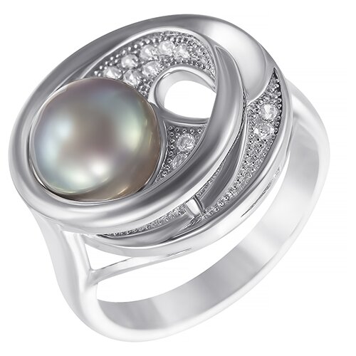 фото Element47 кольцо из серебра 925 пробы с жемчугом к. речным и кубическим цирконием s0800529r_ko_001_wg, размер 17