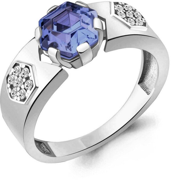 Кольцо Diamant online серебро, 925 проба, фианит, танзанит