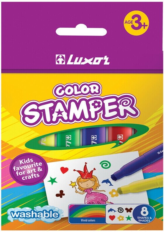 Фломастеры-штампы Luxor "Color Stamper", 08цв, смываемые