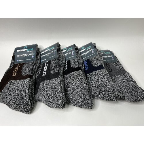 фото Мужские носки , 3 пары, высокие, антибактериальные свойства, компрессионный эффект, износостойкие, быстросохнущие, бесшовные, размер 40-44, серый, мультиколор hobby