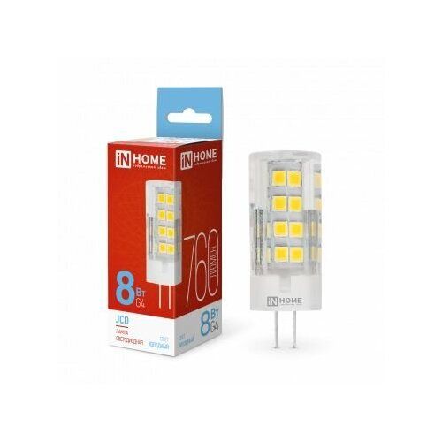 Лампа сд LED JCD 8Вт 230В G4 6500К 760Лм IN HOME (арт. 4690612036229 ) (5 шт) jcd original top upper