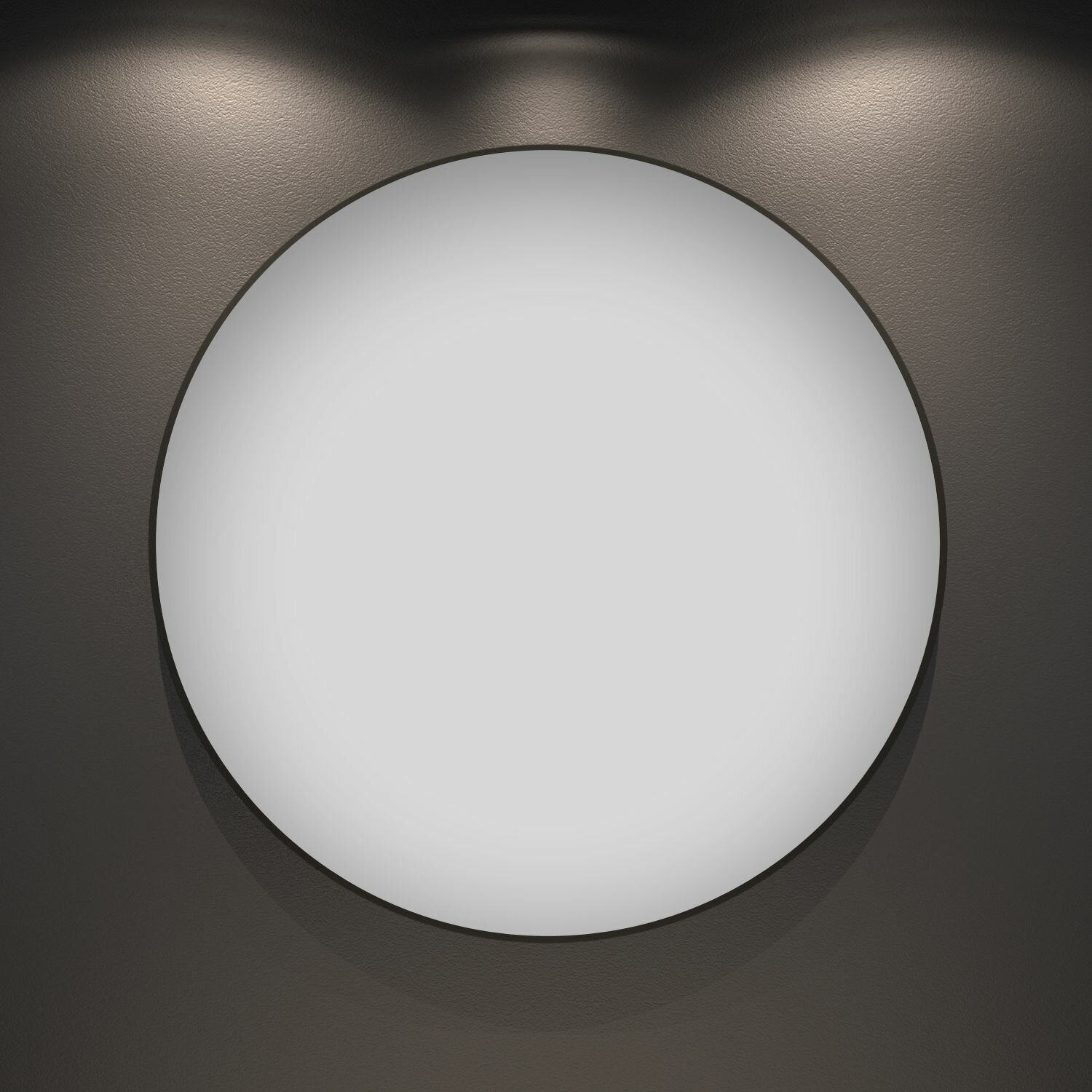 Настенное зеркало в ванную Wellsee 7 Rays' Spectrum 172201750 : влагостойкое круглое зеркало 55 см с черным матовым контуром