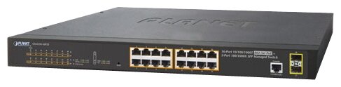 коммутатор/ PLANET IPv6/IPv4, 16-Port Managed 802.3at POE+ Gigabit Ethernet Switch + 2-Port 100/1000