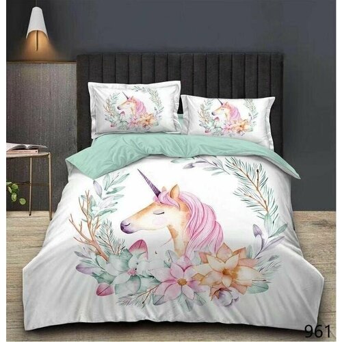 Комплект Детского постельного белья HAPPY единорог 1.5