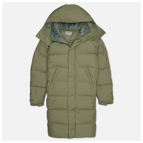 фото Мужской пуховик thisisneverthat pertex shield t long down parka зелёный , размер s