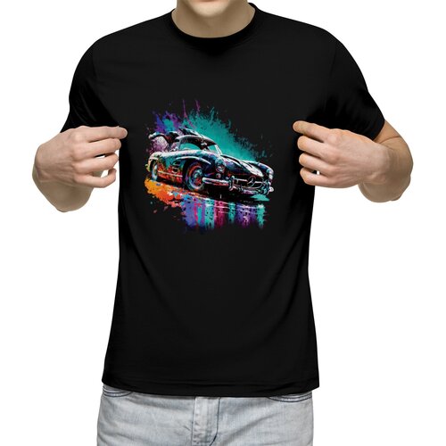 фото Мужская футболка «психоделический автомобиль» (2xl, черный) us basic