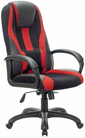 Кресло компьютерное BRABIX PREMIUM "Rapid GM-102", нагрузка 180 кг, экокожа/ткань, черное/красное, 532107