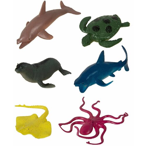 игровой набор фигурки домашние животные 6 штук dw 107 в пакете tongde Игровой набор Фигурки морские животные 6 штук 2H506002 Tongde