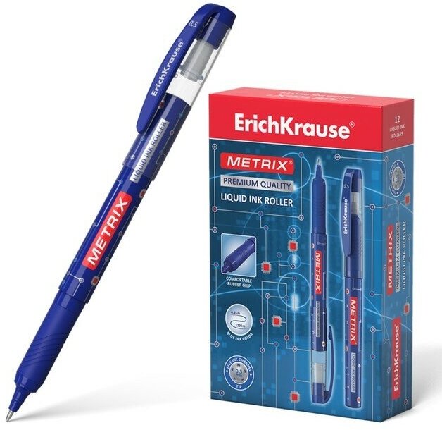 ErichKrause Ручка-роллер Erich Krause METRIX, узел 0.5, чернила синие, длина письма 1200 метров