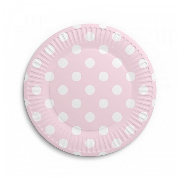 Тарелки бумажные «Горох», цвет розовый, в наборе 6 штук