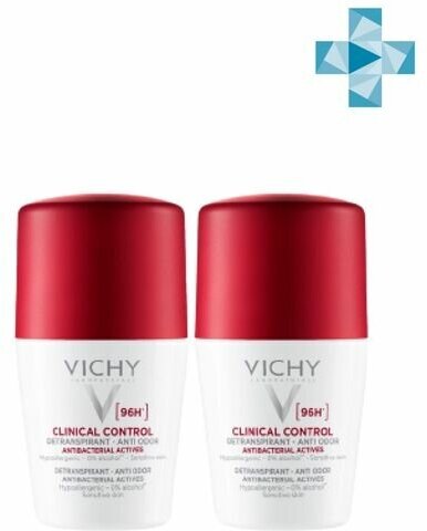 Набор Clinical Control Vichy/Виши: Дезодорант шариковый 96ч 50мл скидка -50% на второй 2шт