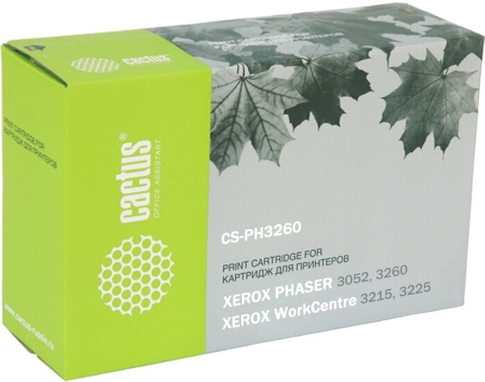 Набор картриджей Cactus CS-PH3260-2, черный, 3000 страниц, совместимый для Xerox WorkCentre 3215/3225/Phaser 3052/3260/WorkCentre 3215/3225/Phaser 3052/3260