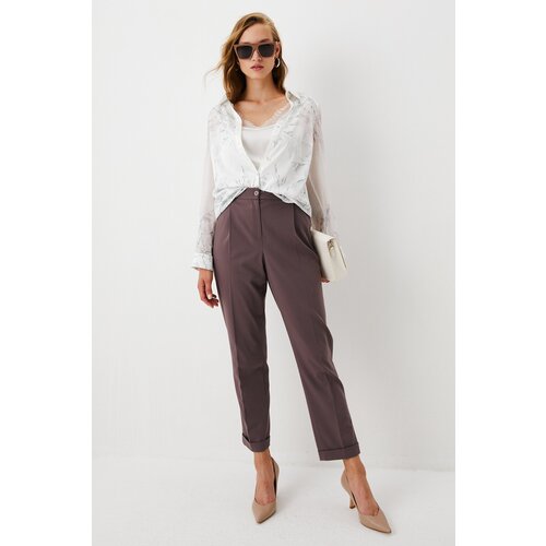 фото Брюки женские с манжетами цвет пыльно-фиолетовый размер 52 бренда нет