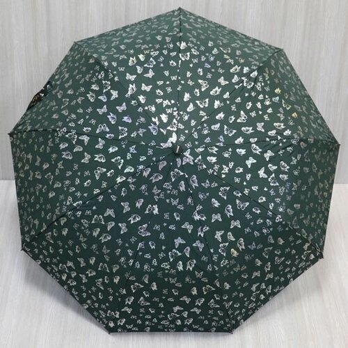 Смарт-зонт Crystel Eden, полуавтомат, 2 сложения, купол 100 см, 9 спиц, система «антиветер», для женщин, зеленый