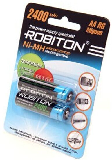 Аккумулятор Robiton LR6 AA 2400 mAh R2U (уп 2 шт)