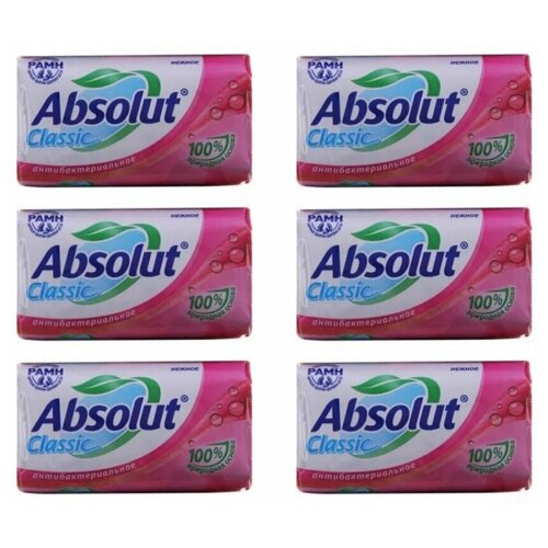 Купить Absolut Мыло туалетное антибактериальное Нежное классик 90 гр, 6 шт