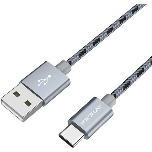 USB кабель BOROFONE BX24 Ring Current Type-C, 1м, 3A, нейлон (серый) кабель borofone bx24 ring current usb usb type c 3a 1м серый