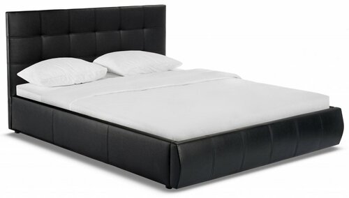 Двуспальная кровать Woodville Афродита-2 160х200 с ПМ экокожа черная