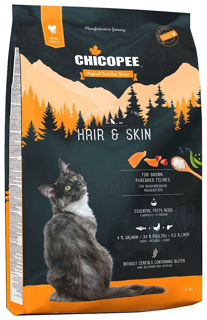 Chicopee HNL Cat Hair & Skin сухой корм для кошек для кожи и шерсти - фотография № 2