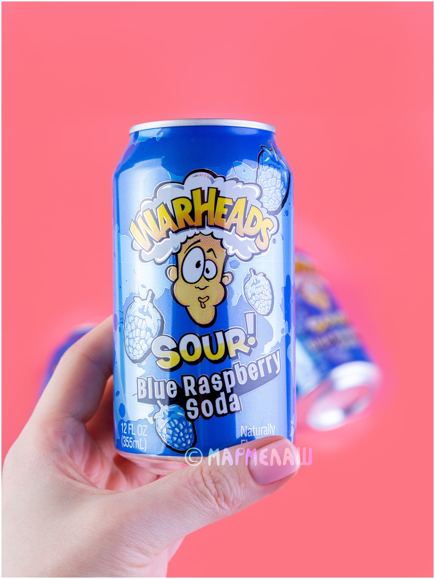 Газированный напиток Warheads Sour Blue Raspberry Soda, 355 мл - фотография № 10