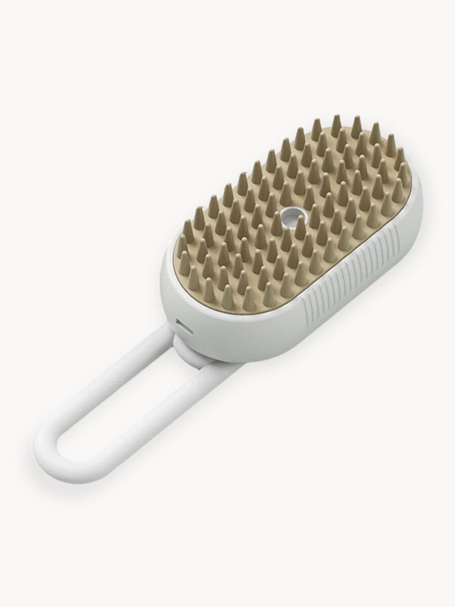 Паровая щетка для кошек и собак силиконовая расческа 3 в 1 белая