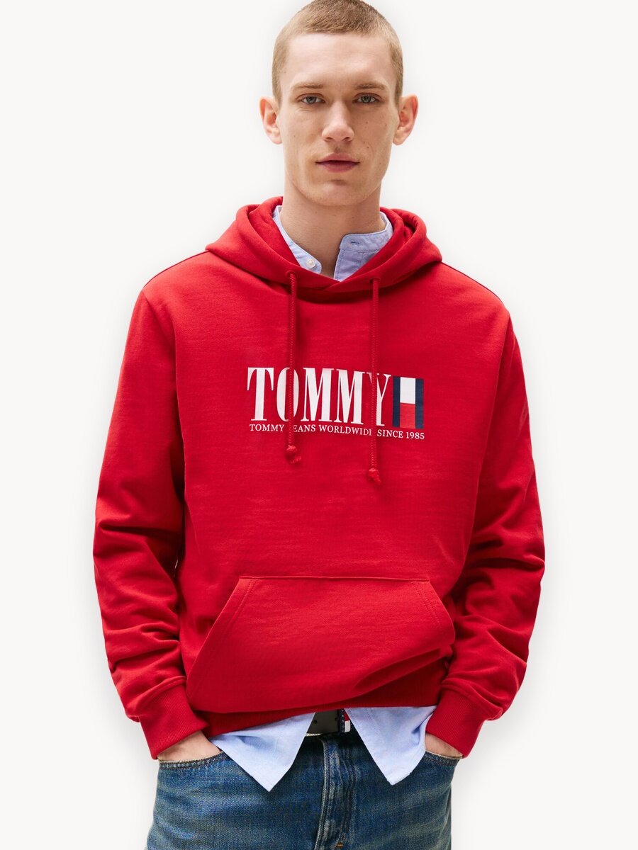 Худи Tommy Jeans, размер 2XL, , красный