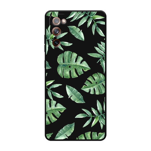 Матовый силиконовый чехол на Samsung Galaxy S20 FE / Самсунг Галакси S20 FE Нарисованные пальмовые листья, черный эко чехол нарисованные пальмовые листья на samsung galaxy s20 самсунг галакси s20 плюс