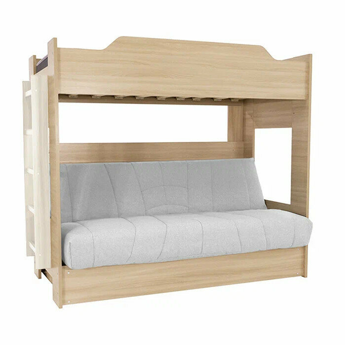 Кровать двухъярусная с диваном Дуб сонома/ чехол в ассортименте