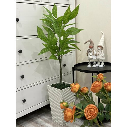 Цветы искусственные горшочные 110 см. Тропическое растение Искусственное дерево в пластиковом напольном кашпо