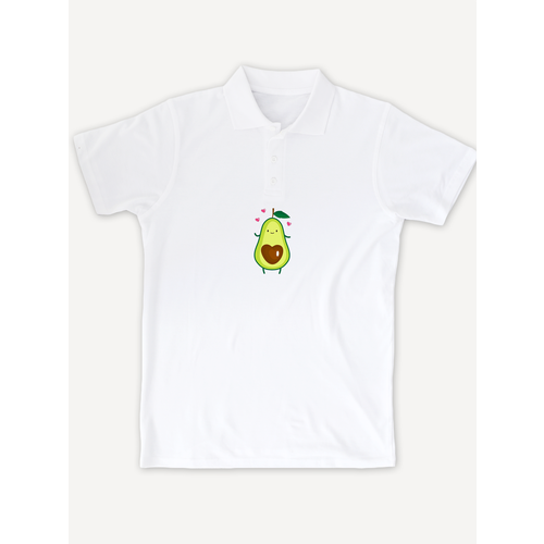 фото Поло printhan футболка-поло с принтом авокадо унисекс, белая, размер s (46), белый