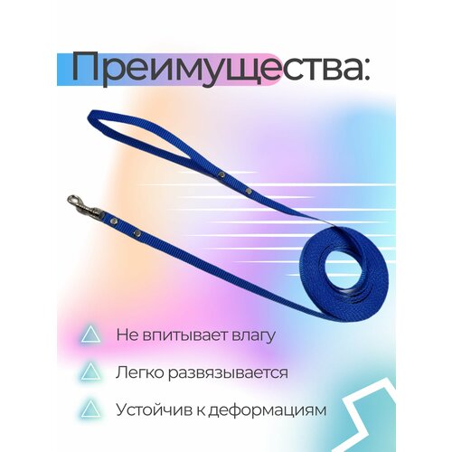 Поводок Хвостатыч для собак нейлоновый классический 2 м х 10 мм (голубой) стильный поводок для домашних животных устойчивый к укусам модный поводок для собак выдвижной поводок для домашних животных поводок для