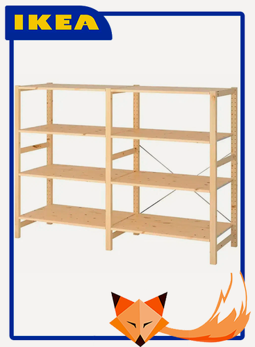 Изображение товара Стеллаж IKEA Ivar 174х50х124 см, 8 полок, массив сосны, без покрытия