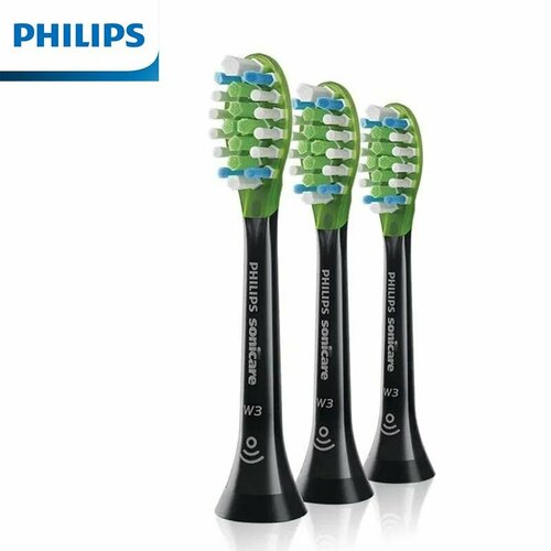 Насадки для электрической зубной щетки Philips hx9063/96 Bright White (W3), комплект из 3 штук, черные(Подходит для зубных щеток китайского производства)