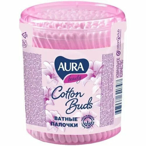 Ватные палочки Aura стакан, 100 шт.