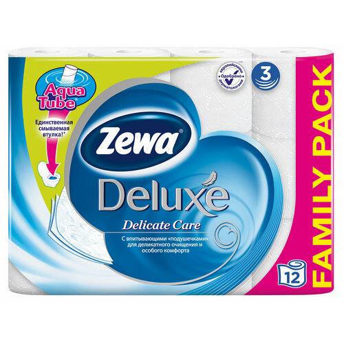 Туалетная бумага ZEWA Delux 12шт 3сл Без аромата
