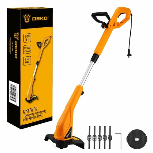 Триммер садовый электрический DEKO DKTR700 065-1241 оранжевый, желтый, черный