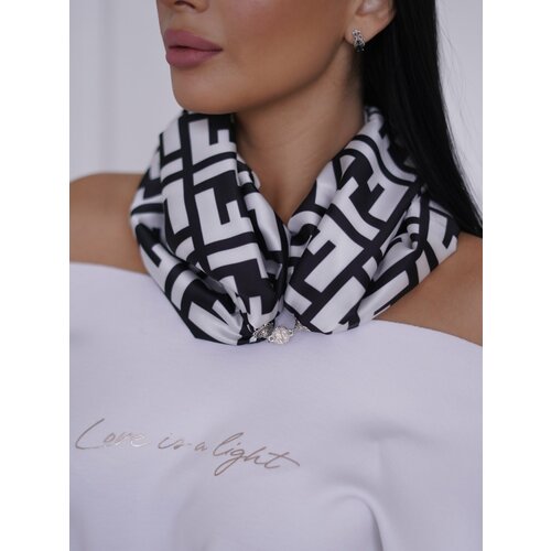 Колье, длина 68 см, черно-белый