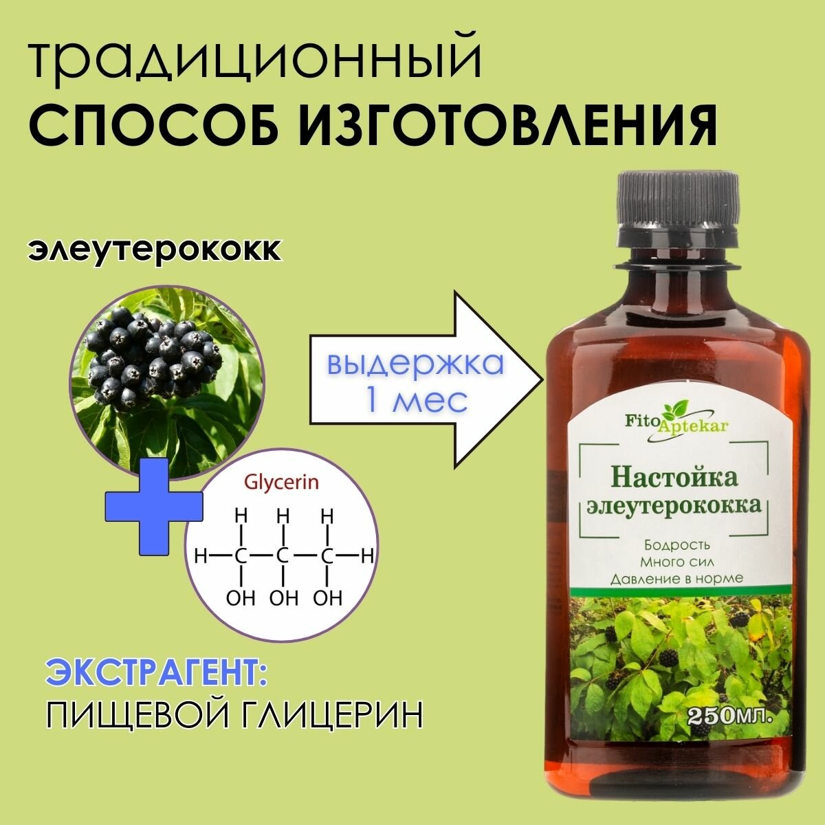 Картинки Настойка элеутерококка "Фито-Аптекарь" - тонизирующее средство, классический адаптоген, 250мл