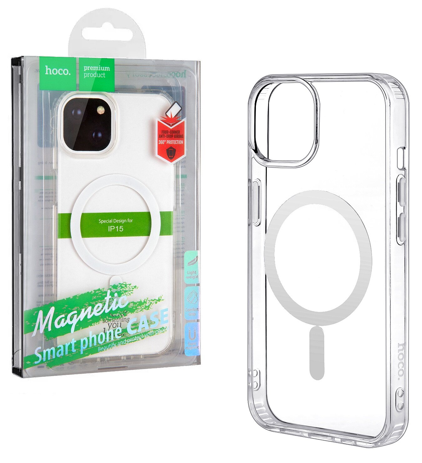 Чехол iPhone 15 Hoco TPU прозрачный MagSafe (IS000417)