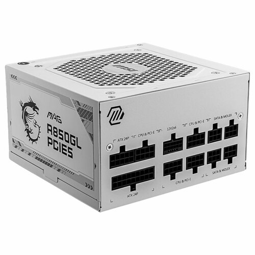 Блок питания MSI MAG A850GL PCIE5 WHITE 850W 80 Gold полностью модульный ATX 30 PCIE5 RTL 16970₽