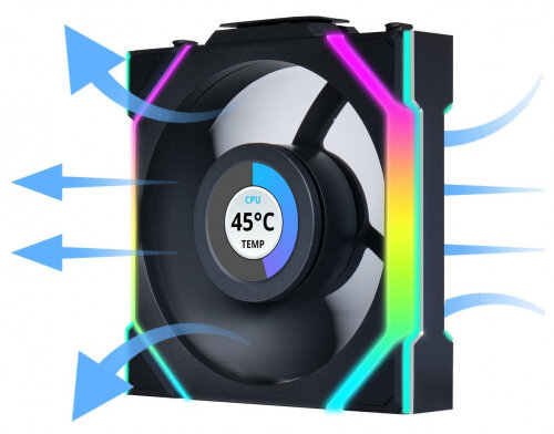 Вентилятор для корпуса Lian LI UNI FAN SL WIRELESS LCD 120 Reverse Black (G99.12RSLLCD1W1B. R0) — фото 1