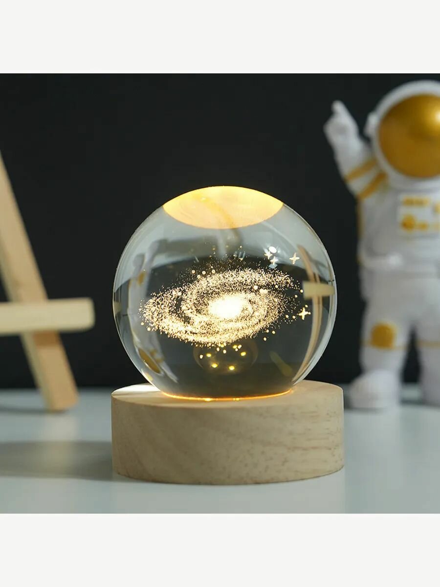Ночник Светящийся хрустальный шар " Млечный путь" 3D 6см — фото 1