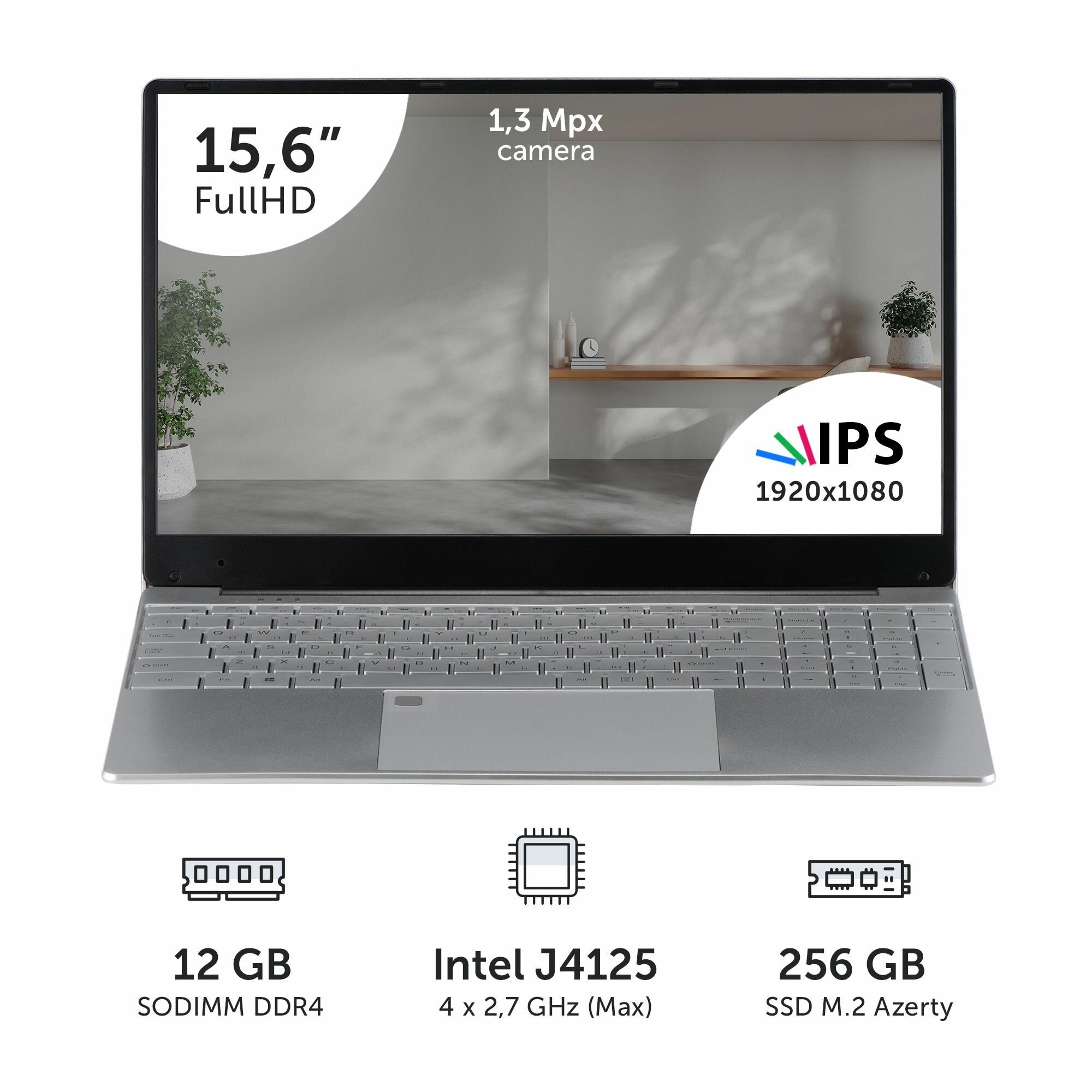 Ноутбук Azerty AZ-1505 (15.6" IPS 1920x1080, Intel J4125 4x2.0GHz, 12Gb DDR4, 256Gb SSD)