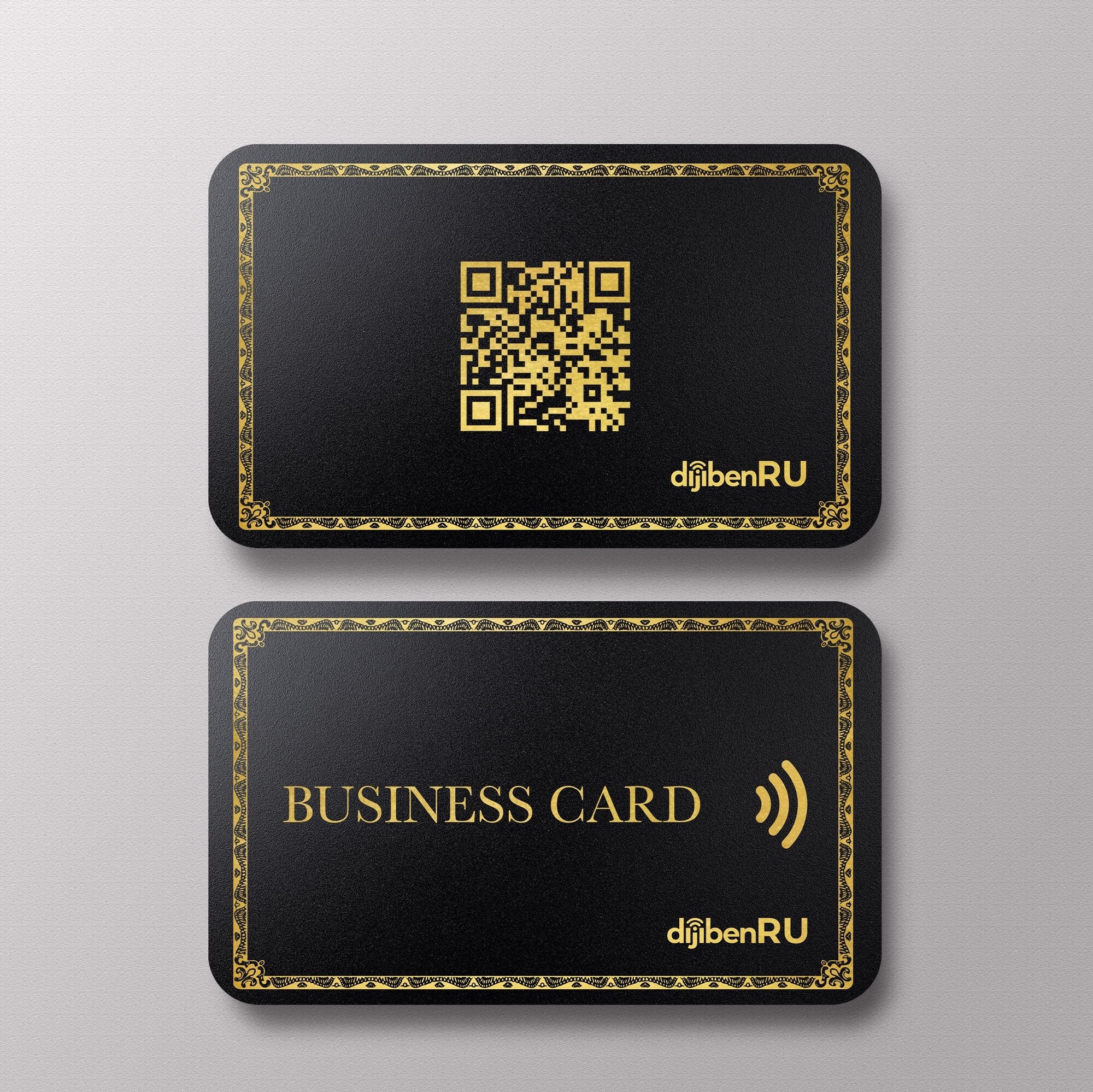 NFC-визитная карточка черная с золотым орнаментом Business Card от Dijiben
