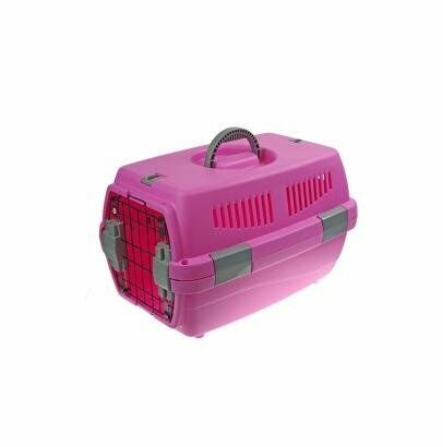 Переноска для животных Jack&King 48х32х30 см, с металлической дверкой, розовая