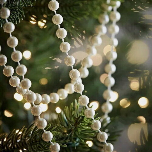 Изображение товара Бусы на елку Горошек XL 14 мм*5 м перламутровые, пластиковые, Winter Deco, 000169