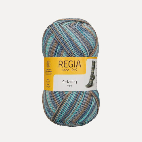 Изображение товара Regia 4-fadig Color 100g / Регия 4 нитки 100г/ пряжа Regia, 4 нитки, MEZ, 9801269 (04898, water color (вода), белый/голубой/синий)