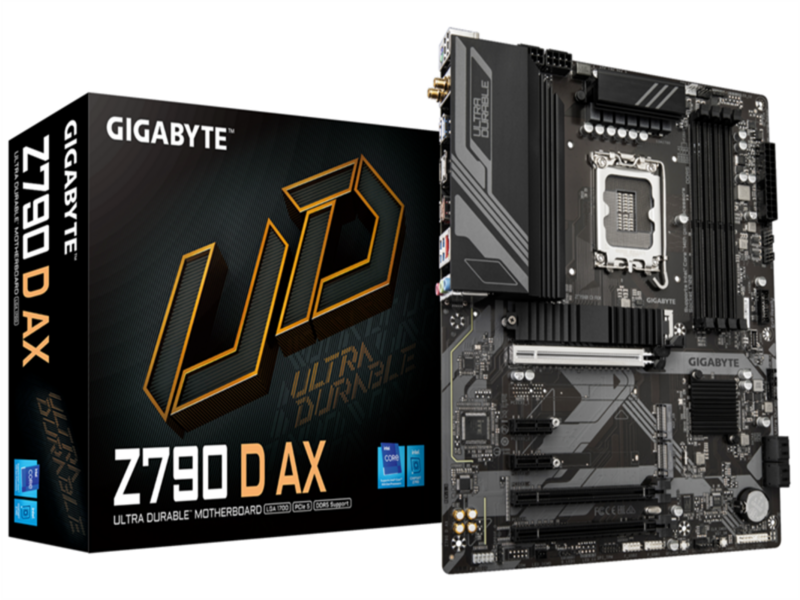Материнская плата GIGABYTE Z790 D AX, LGA1700, Z790, 4*DDR5, 4*SATA, 4*M.2, 5*USB 3.2, 2*USB 2.0, Type-C, 3*PCIx16, 1*PCIx1, HDMI+DP, ATX