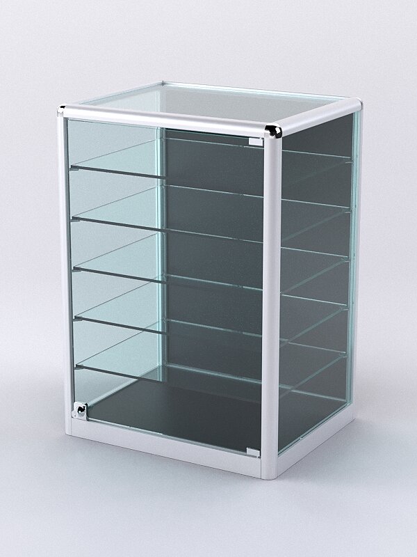 Витрина из профиля настольная "вайб ИКС" №2-5П-ДСП-300 (задняя стенка ДСП), Черный