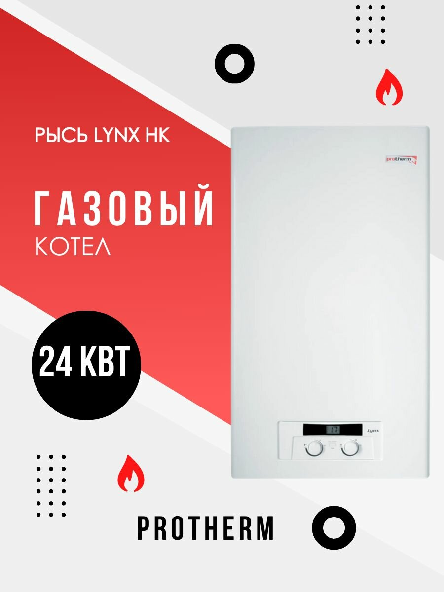 Котел газовый настенный Protherm Рысь Lynx HK 24, 24 кВт двухконтурный турбированный